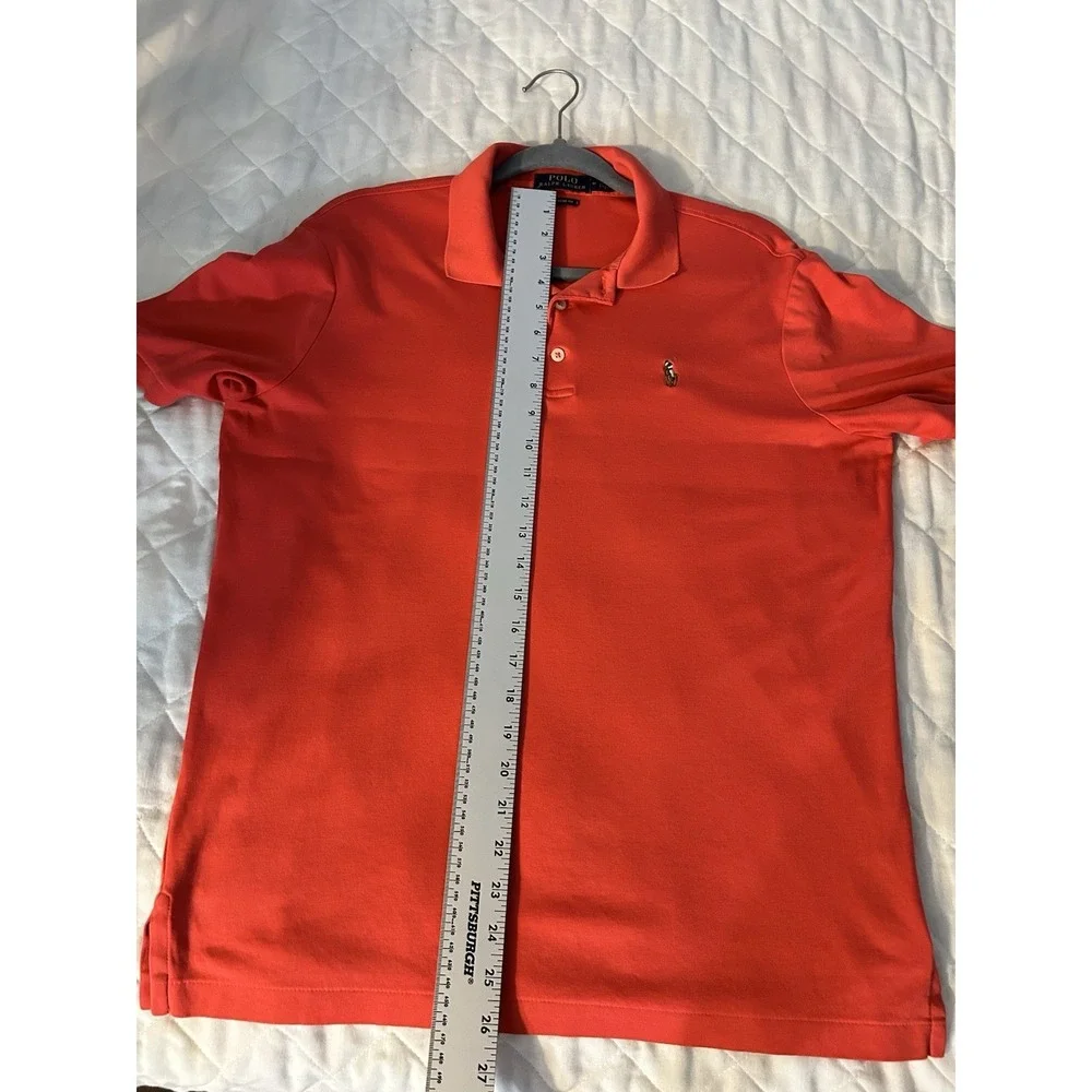 Polo Ralph Lauren Custom Sim Fit Soft Cotton Polo Shirt‎ M Coral Red Preppy Golf